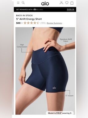 Alo Yoga dark blue airlift energy shorts NWOT